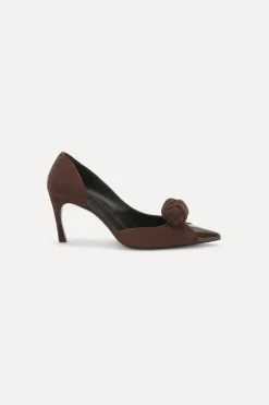 Shoes-ROTATE Birger Christensen Suede Knot Pump Chocolate Brown Chocolate Brown color