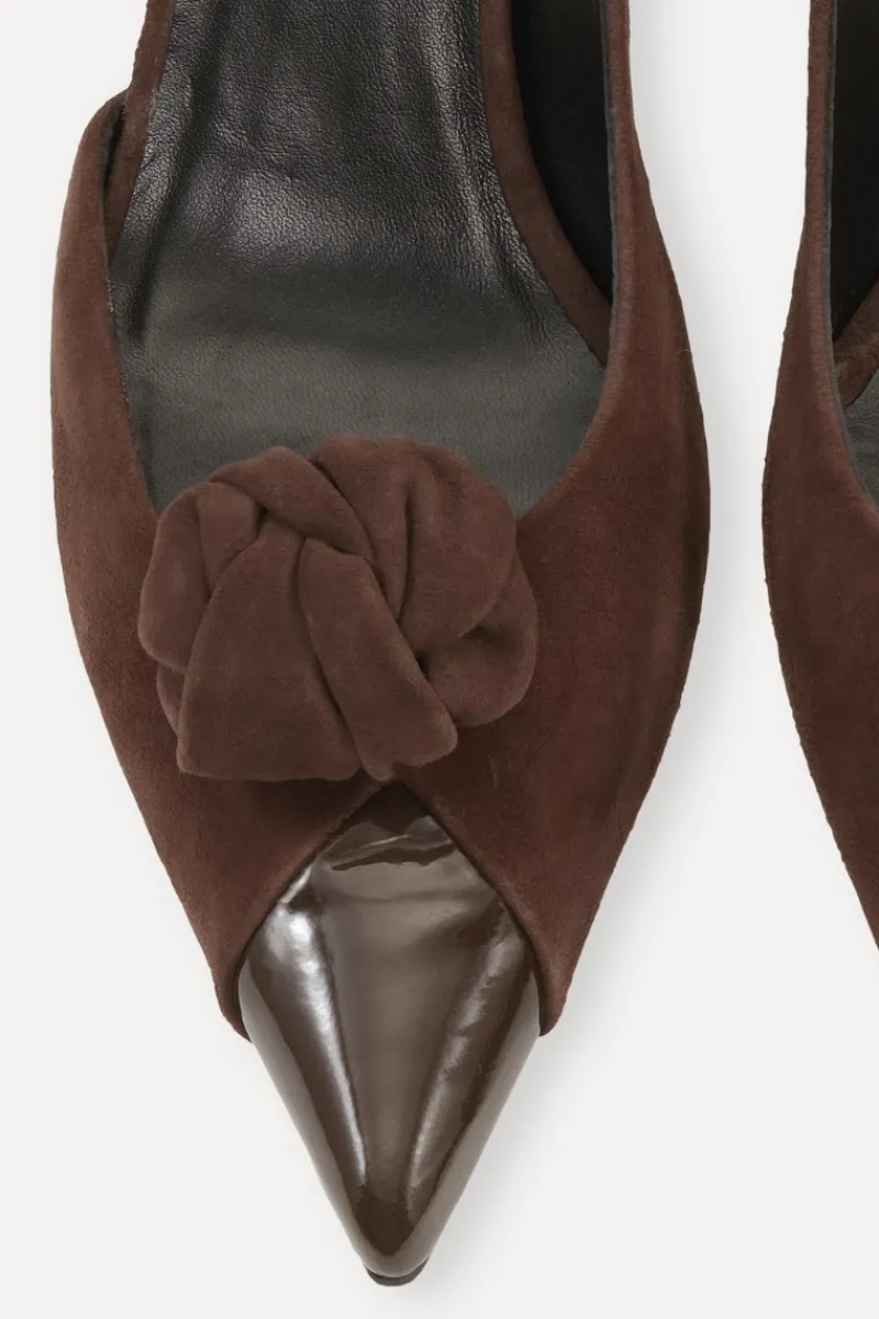Shoes-ROTATE Birger Christensen Suede Knot Pump Chocolate Brown Chocolate Brown color