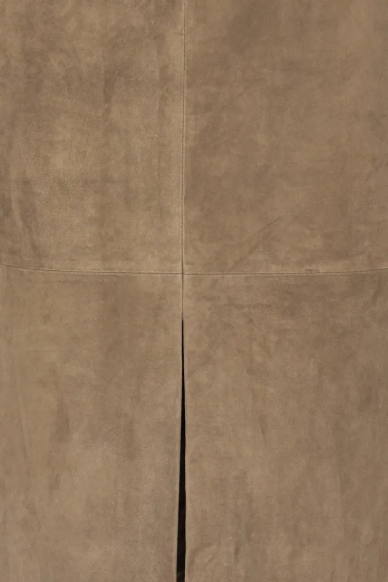 Skirts-ROTATE Birger Christensen Suede Midi Pencil Skirt Brown Morel color