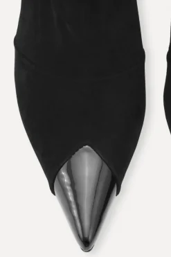 Shoes-ROTATE Birger Christensen Suede Pointed Toe Boot Black Black color