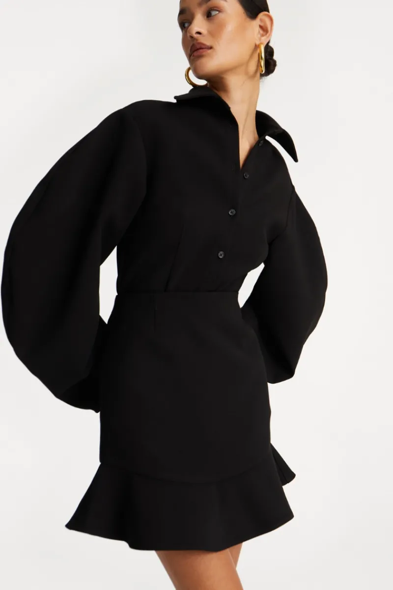 Tops-ROTATE Birger Christensen Suiting Fitted Shirt Black Black color