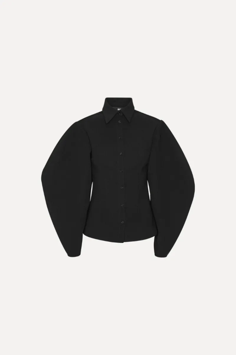 Tops-ROTATE Birger Christensen Suiting Fitted Shirt Black Black color