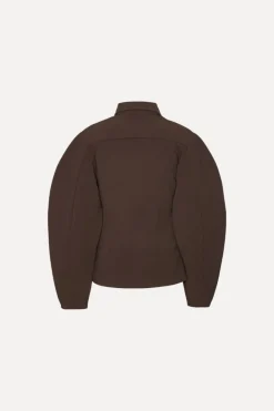 Tops-ROTATE Birger Christensen Suiting Fitted Shirt Dark Brown CHICORY COFFEE color