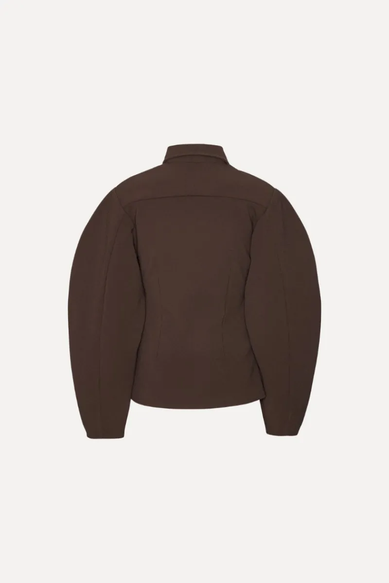 Tops-ROTATE Birger Christensen Suiting Fitted Shirt Dark Brown CHICORY COFFEE color