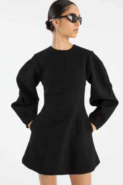 Mini Dresses|Dresses-ROTATE Birger Christensen Suiting Flared Mini Dress Black Black color
