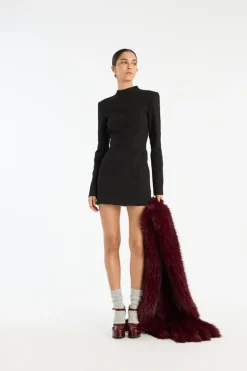 Mini Dresses|Dresses-ROTATE Birger Christensen Suiting Ls Mini Dress Black Black color