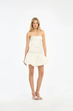 Bridal|Mini Dresses-ROTATE Birger Christensen Taffeta Balloon Dress White Egret color