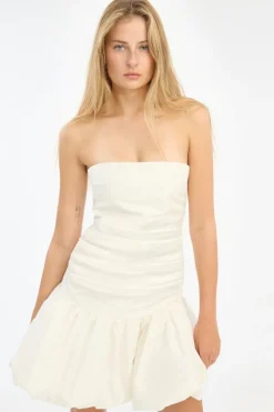 Bridal|Mini Dresses-ROTATE Birger Christensen Taffeta Balloon Dress White Egret color