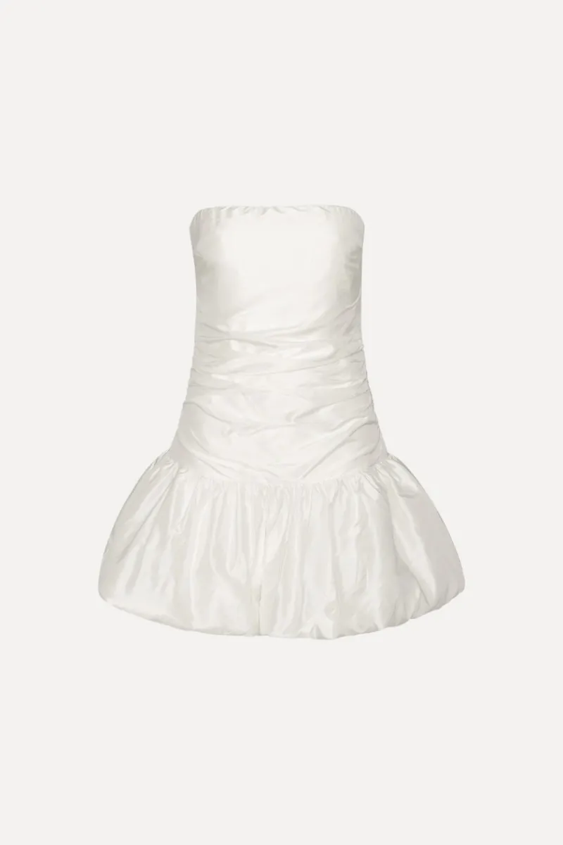 Bridal|Mini Dresses-ROTATE Birger Christensen Taffeta Balloon Dress White Egret color