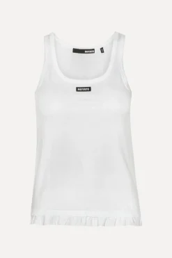 Tops-ROTATE Birger Christensen Tank Top With Ruffle Hem Bright White Bright White color