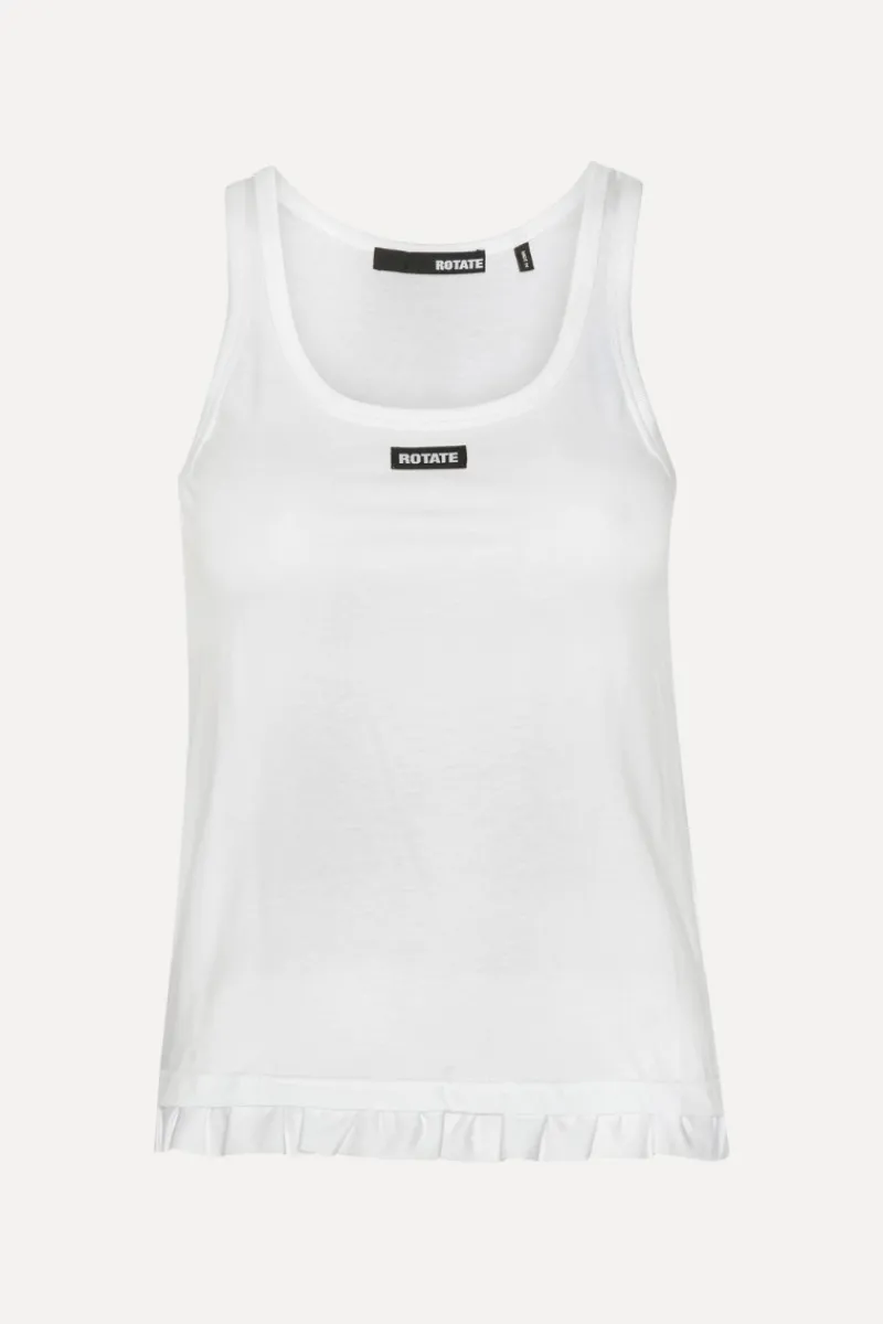Tops-ROTATE Birger Christensen Tank Top With Ruffle Hem Bright White Bright White color