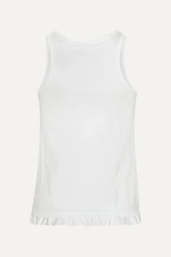 Tops-ROTATE Birger Christensen Tank Top With Ruffle Hem Bright White Bright White color
