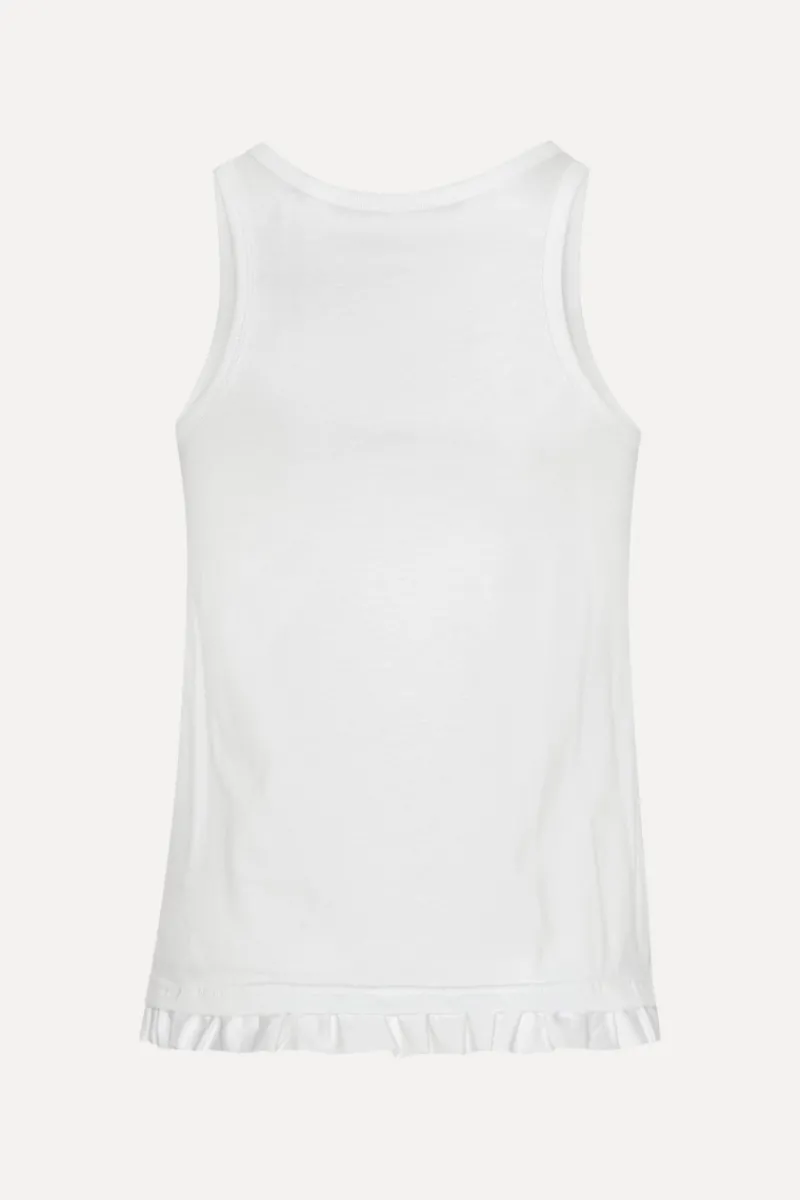 Tops-ROTATE Birger Christensen Tank Top With Ruffle Hem Bright White Bright White color
