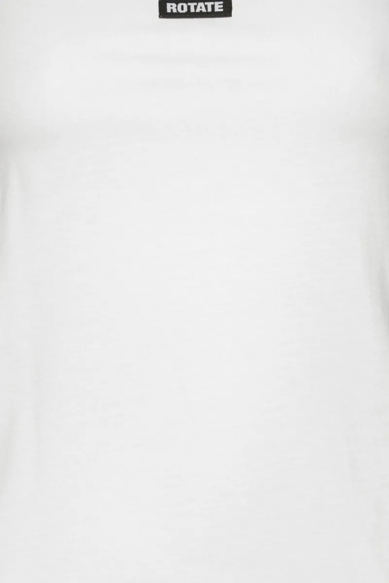 Tops-ROTATE Birger Christensen Tank Top With Ruffle Hem Bright White Bright White color