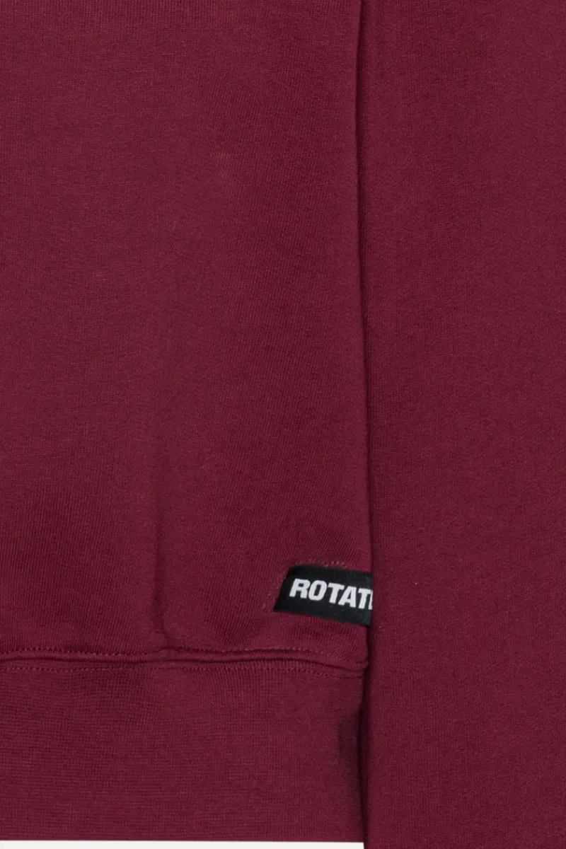 Tops-ROTATE Birger Christensen Terry Back Cropped Hoodie Bordeaux Zinfandelcolor