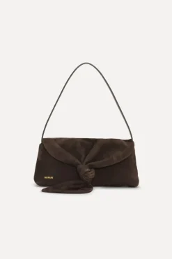 Bags-ROTATE Birger Christensen The Drape Bag Brown Suede Chocolate Torte color