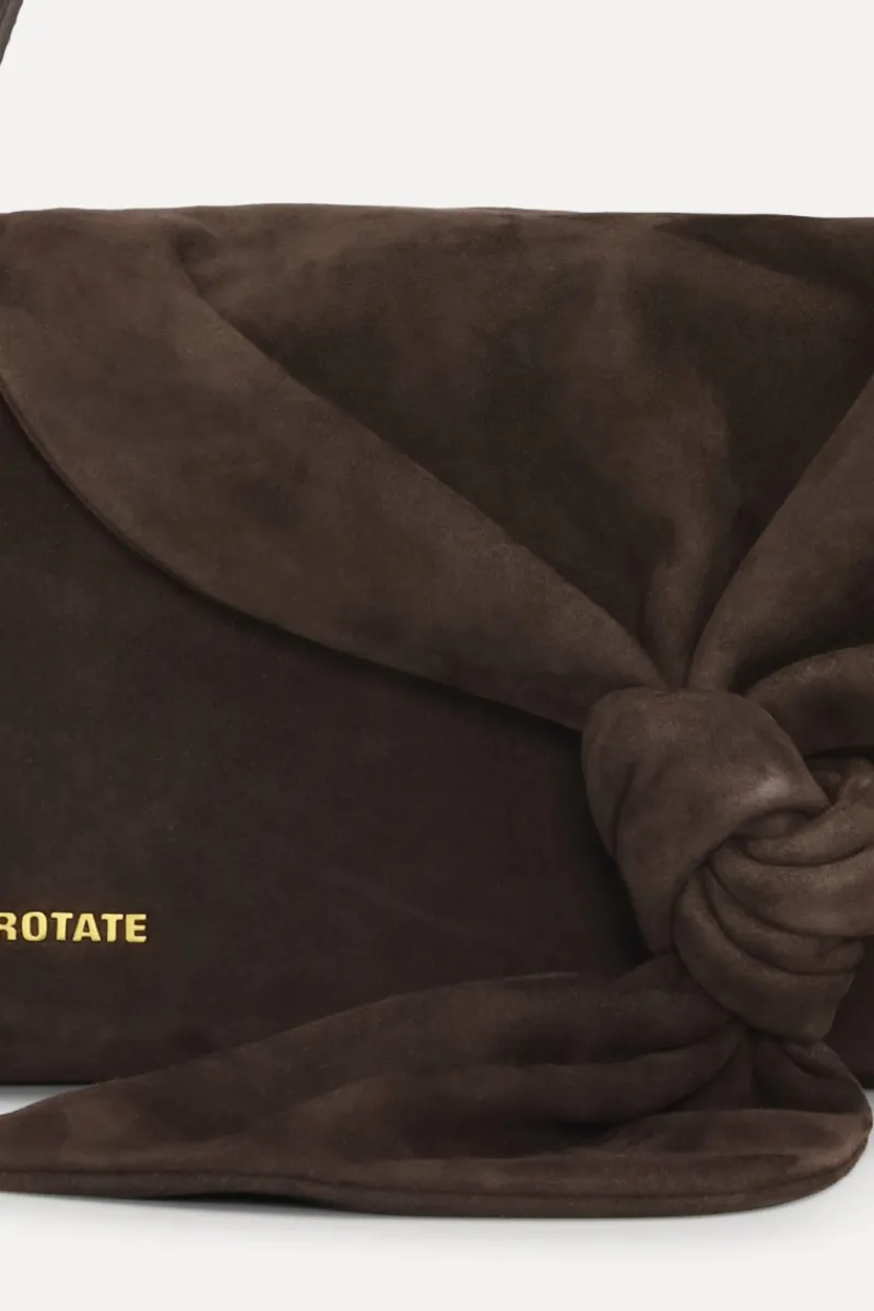 Bags-ROTATE Birger Christensen The Drape Bag Brown Suede Chocolate Torte color