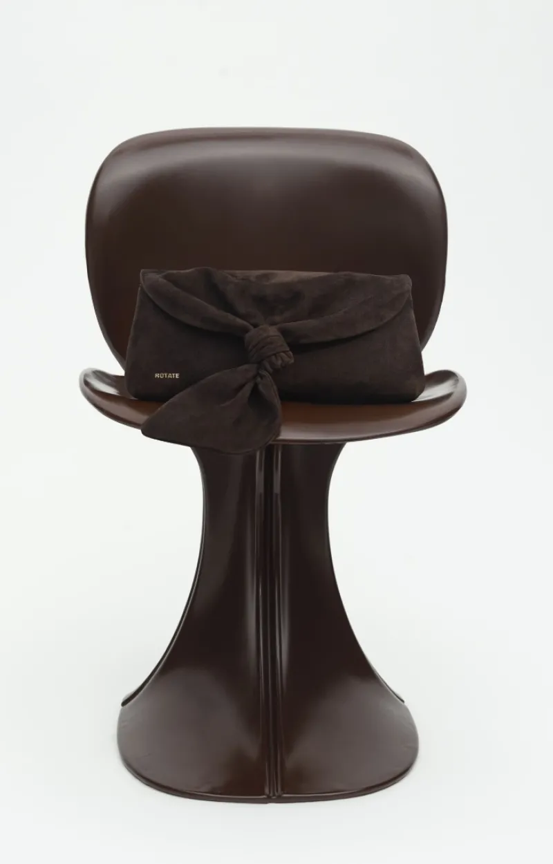 Bags-ROTATE Birger Christensen The Drape Bag Brown Suede Chocolate Torte color