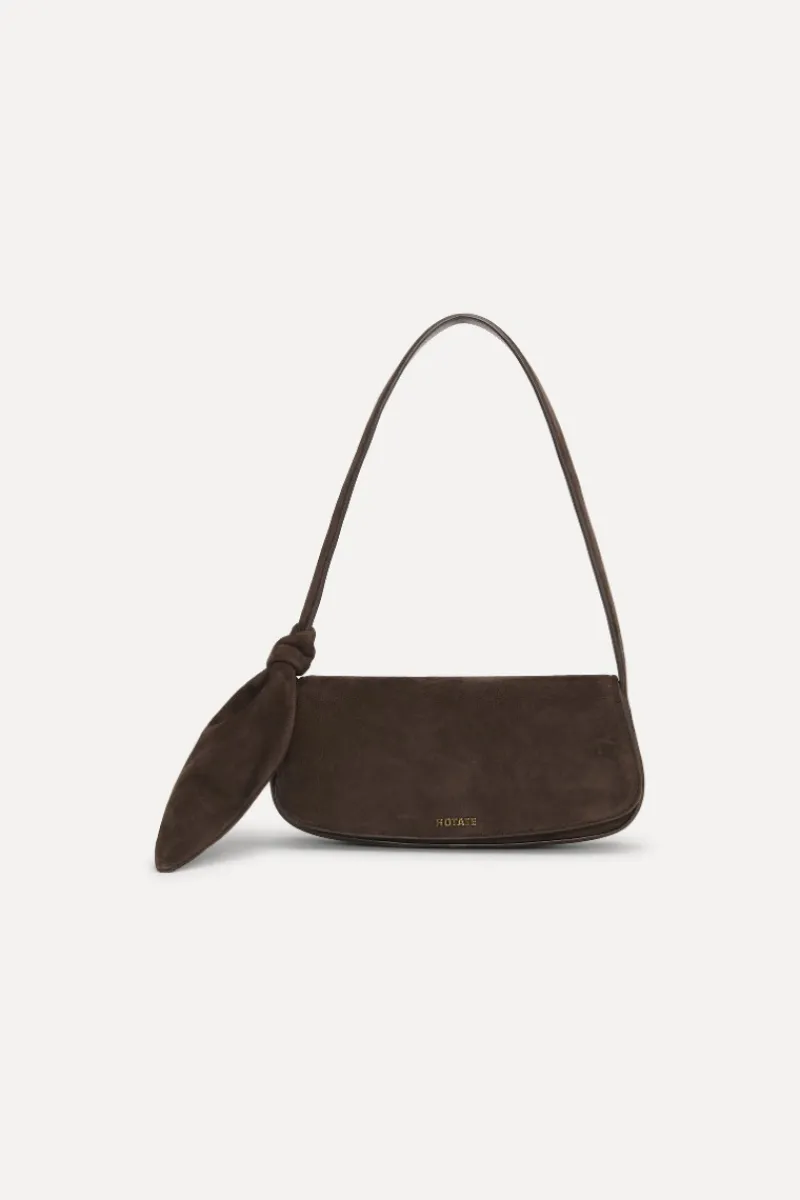 Bags-ROTATE Birger Christensen The Scarf Bag Brown Suede Chocolate Torte color