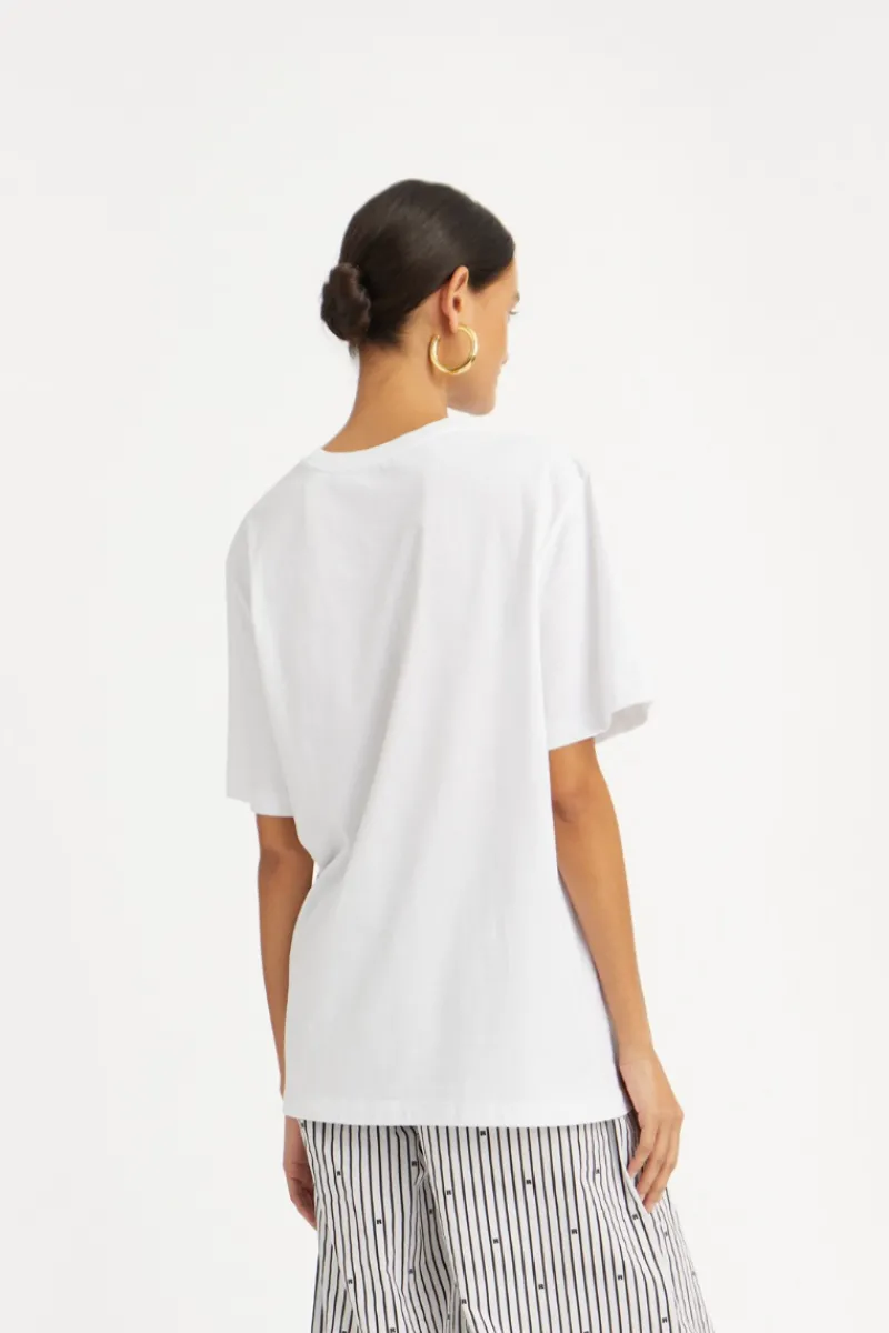 Tops-ROTATE Birger Christensen Thin Jersey T-shirt Bright White Bright White color