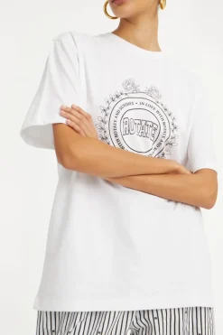 Tops-ROTATE Birger Christensen Thin Jersey T-shirt Bright White Bright White color