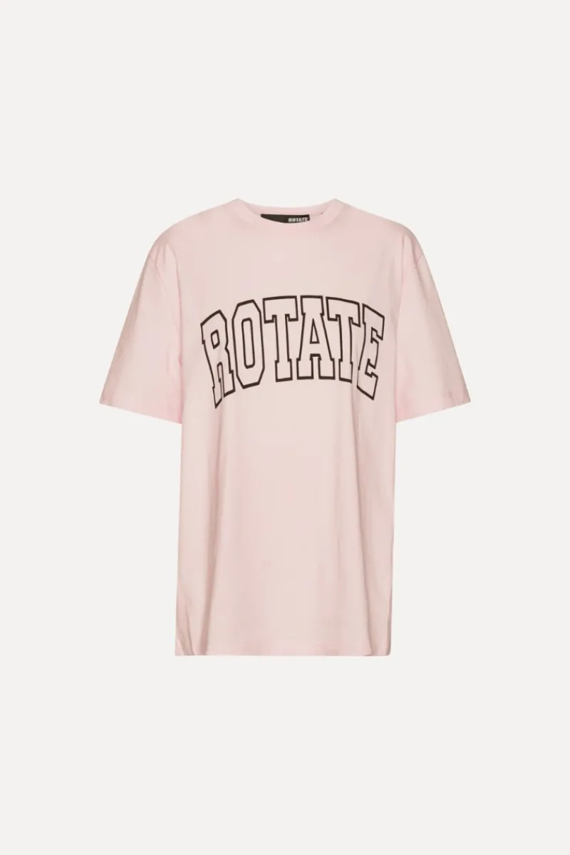 Tops-ROTATE Birger Christensen Thin Jersey T-shirt Light Pink Ballerina color