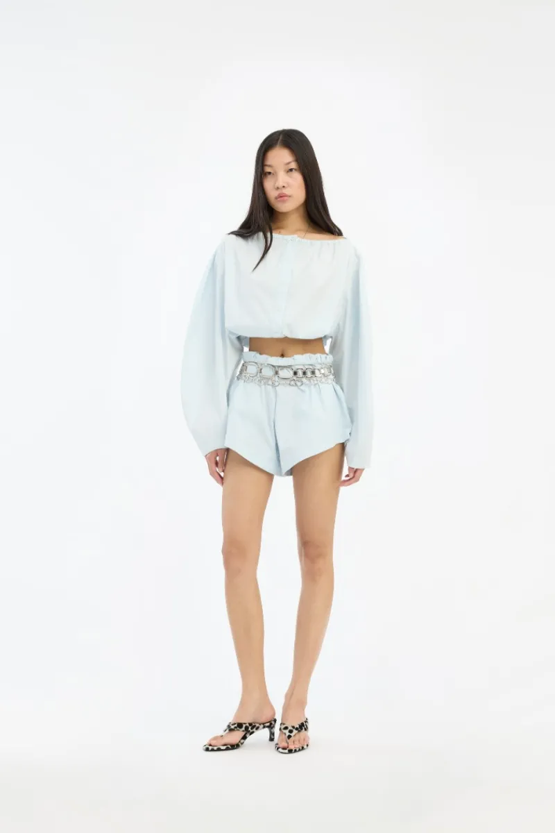 Tops-ROTATE Birger Christensen Tie Strap Ls Top Light Blue Plein Air color