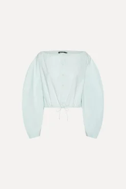 Tops-ROTATE Birger Christensen Tie Strap Ls Top Light Blue Plein Air color