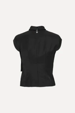 Tops-ROTATE Birger Christensen Top W/ Draped Bow Black Black color