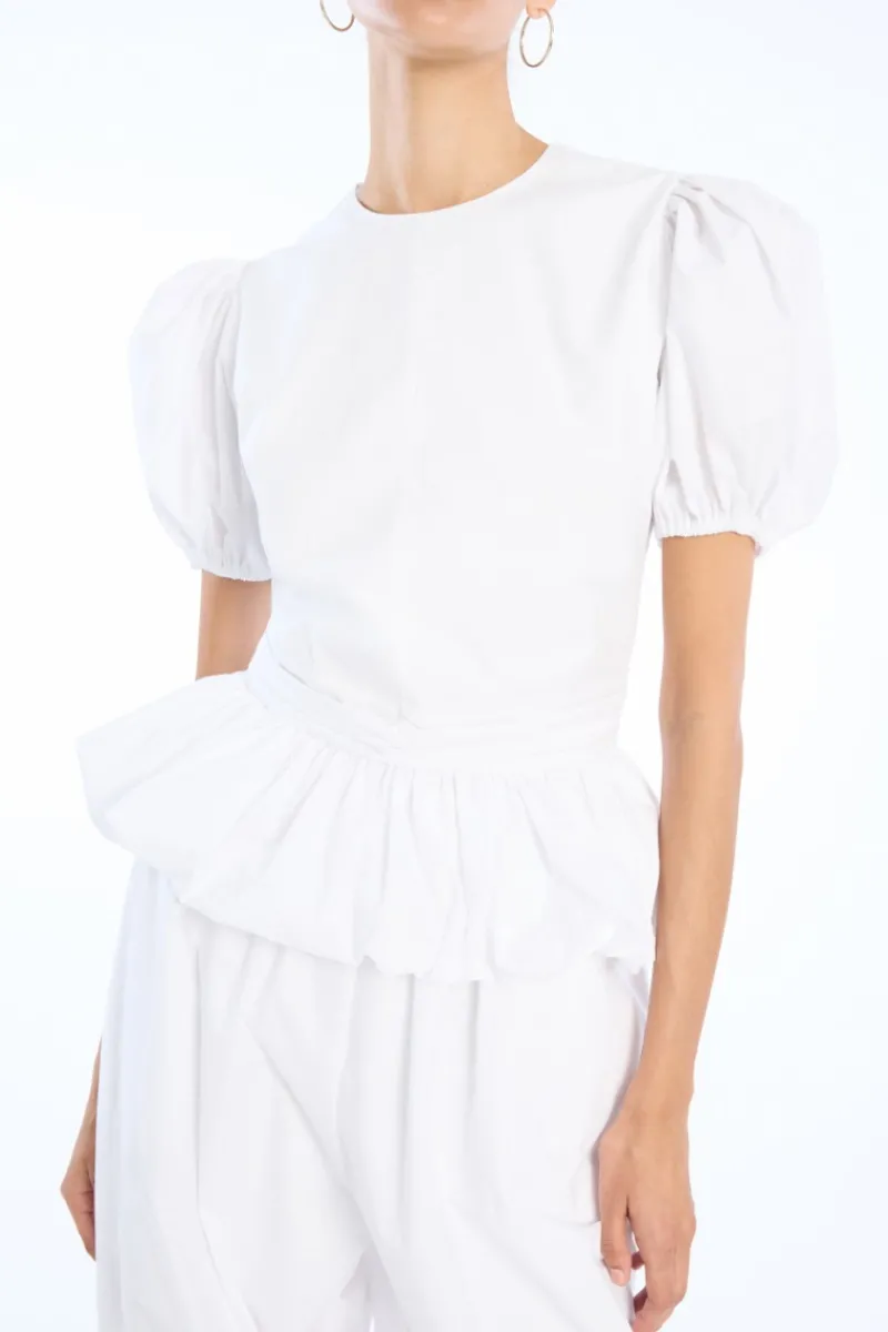 Tops-ROTATE Birger Christensen Top W/ Puffsleeves Bright White Bright White color