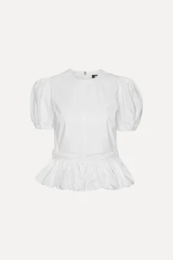 Tops-ROTATE Birger Christensen Top W/ Puffsleeves Bright White Bright White color