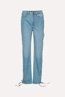 Pants-ROTATE Birger Christensen Twisted Lacing Jeans Blue Hydrangea (Blue) color