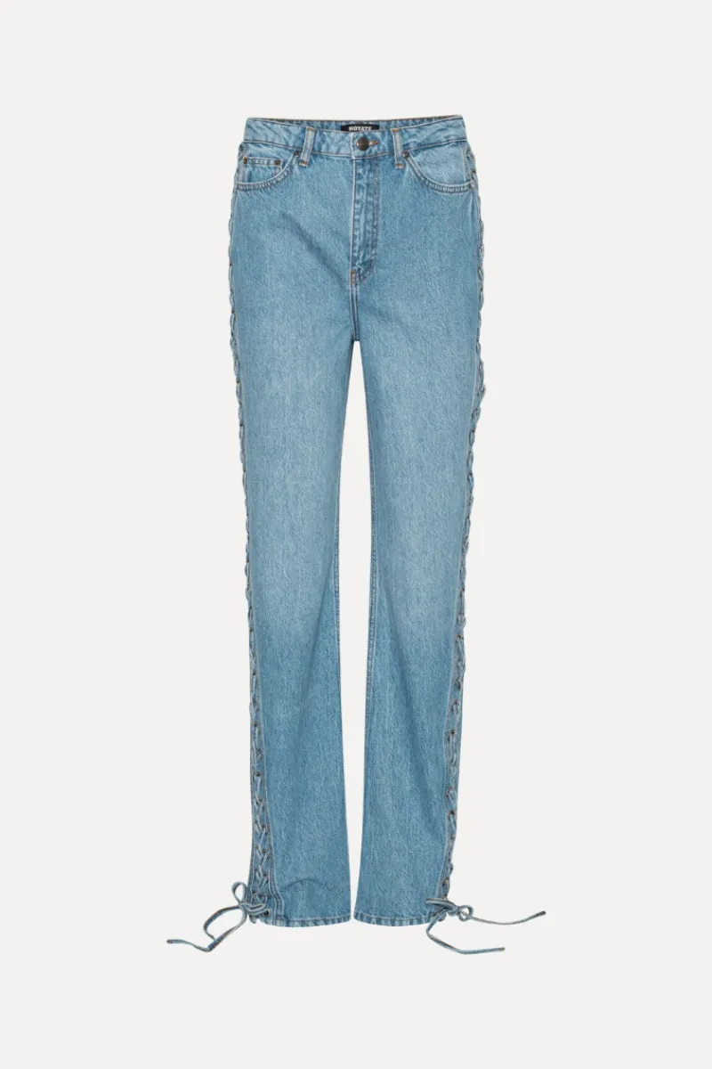 Pants-ROTATE Birger Christensen Twisted Lacing Jeans Blue Hydrangea (Blue) color
