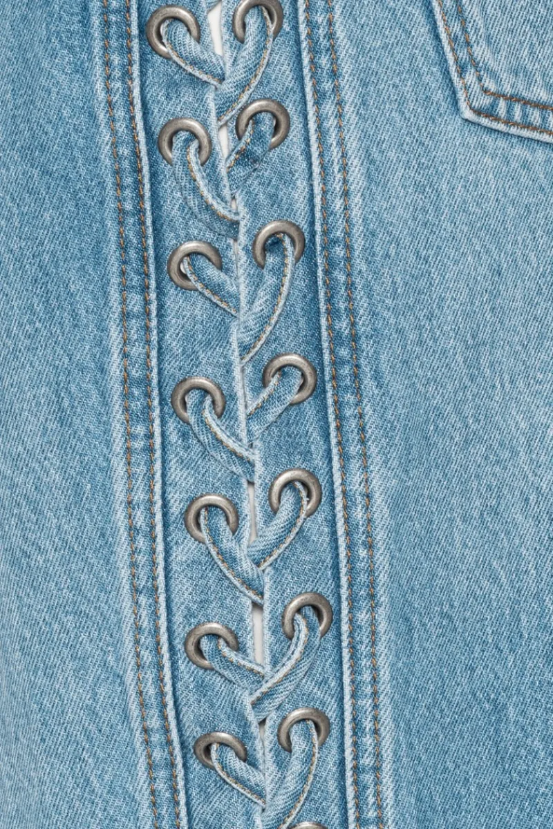 Pants-ROTATE Birger Christensen Twisted Lacing Jeans Blue Hydrangea (Blue) color