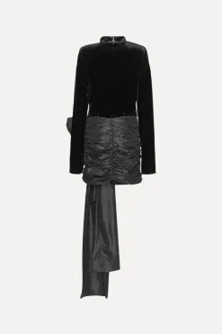 Mini Dresses|Dresses-ROTATE Birger Christensen Velvet Bow Mini Dress Black Black color