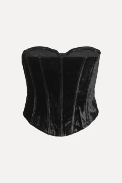 Tops-ROTATE Birger Christensen Velvet Bustier Top Black Black color