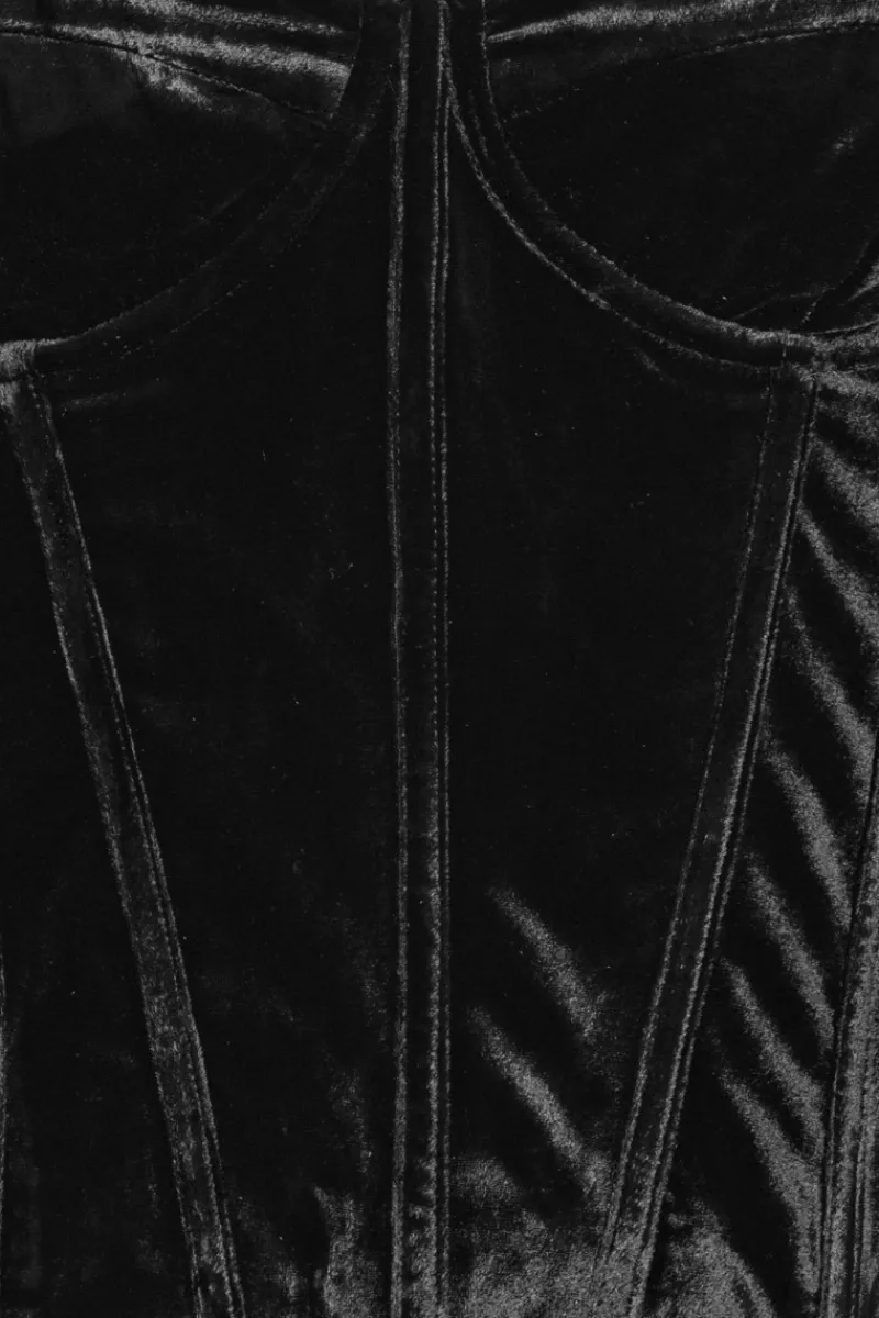 Tops-ROTATE Birger Christensen Velvet Bustier Top Black Black color