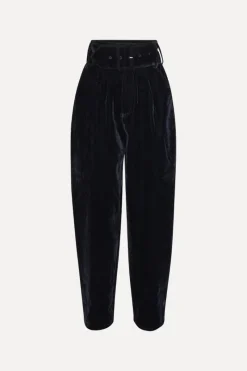 Pants-ROTATE Birger Christensen Velvet Carrot Pants Dark Blue Graphite color