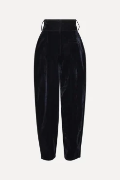 Pants-ROTATE Birger Christensen Velvet Carrot Pants Dark Blue Graphite color