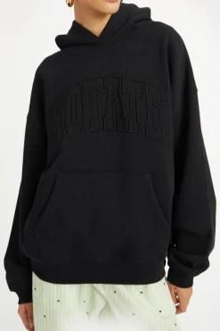 Tops-ROTATE Birger Christensen Washed Heavy Sweat Hoodie Black Black color